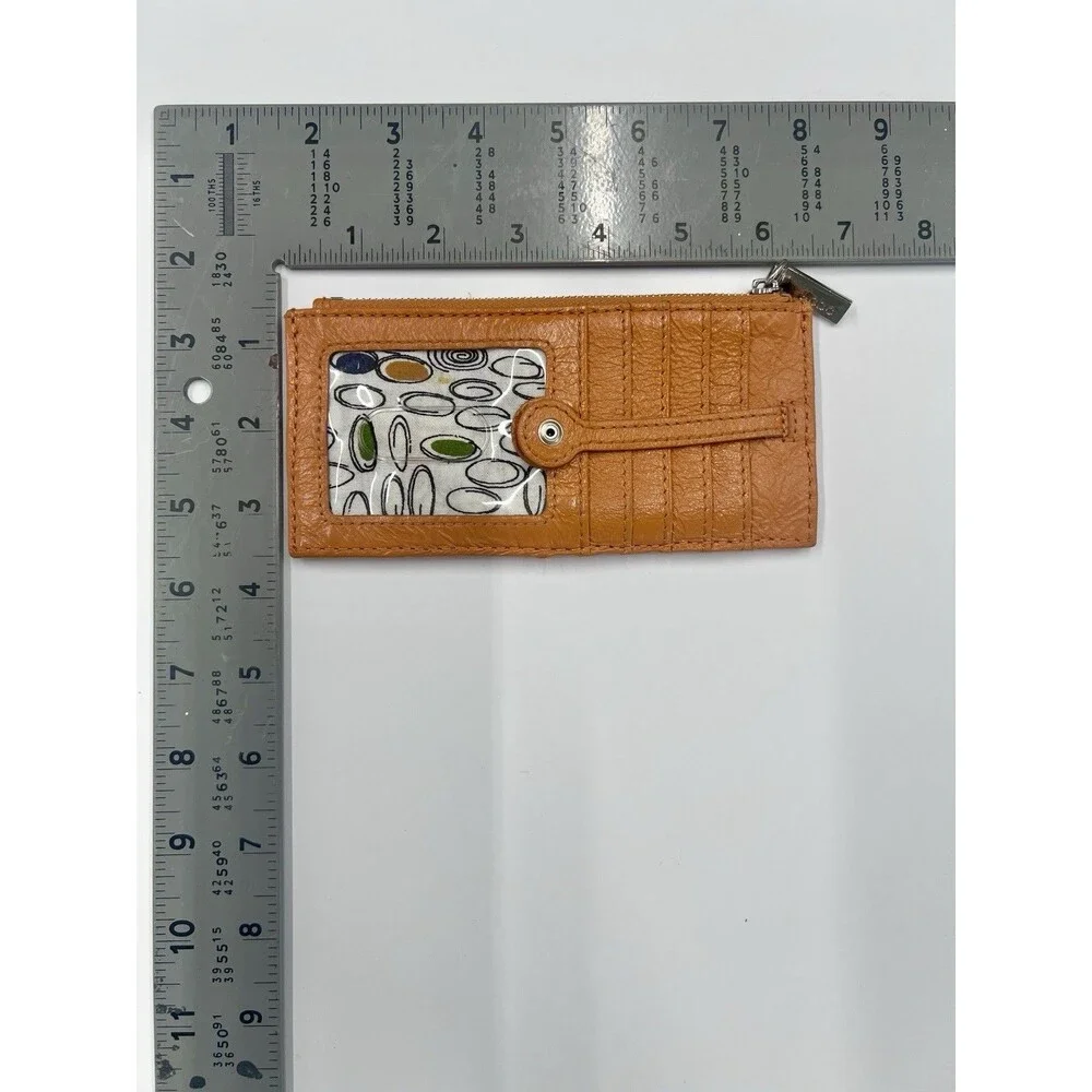 HOBO INTERNATIONAL card wallet genuine leather orange side zipper pocket 11 slot